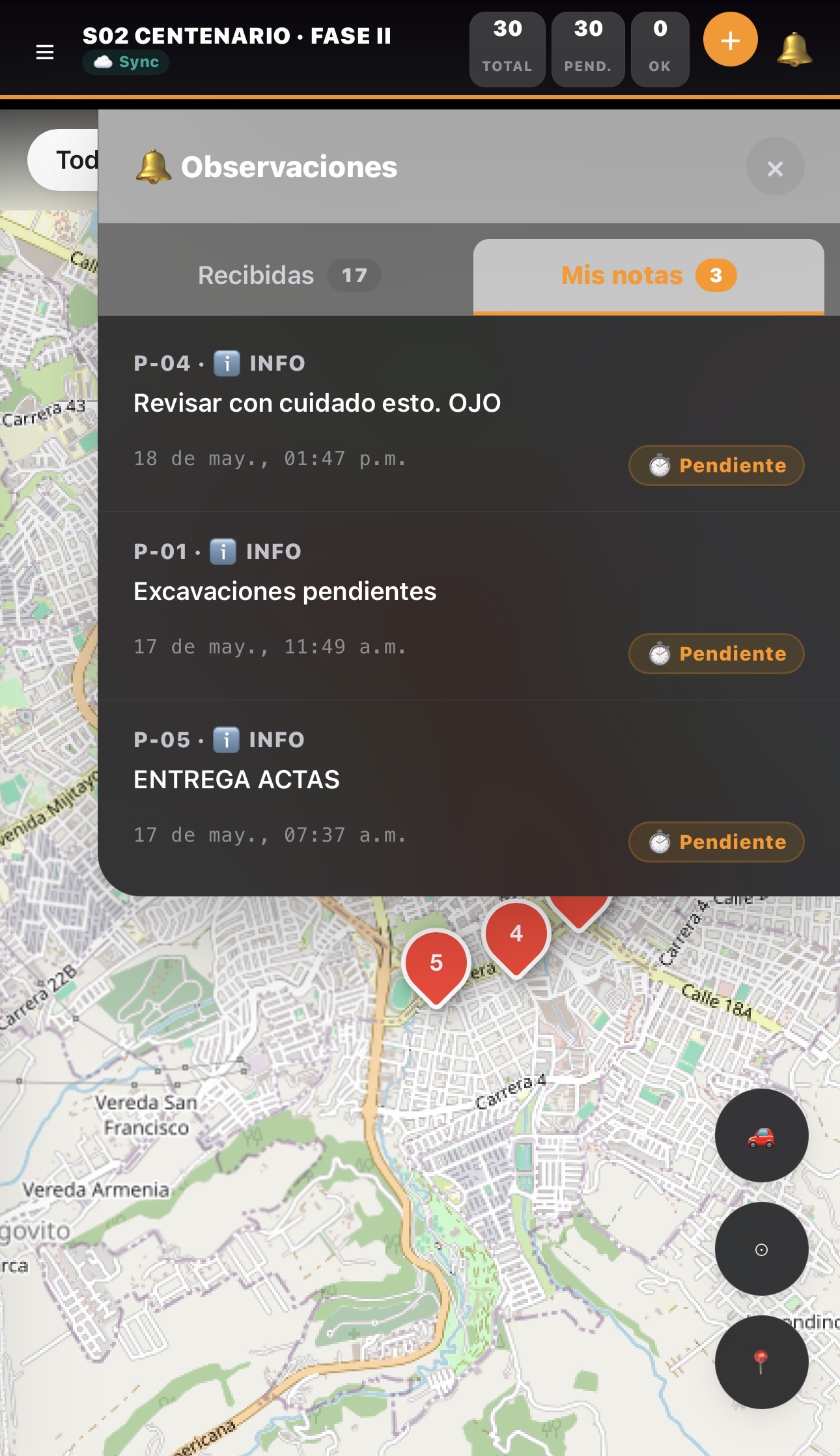 Sistema de observaciones timestamped